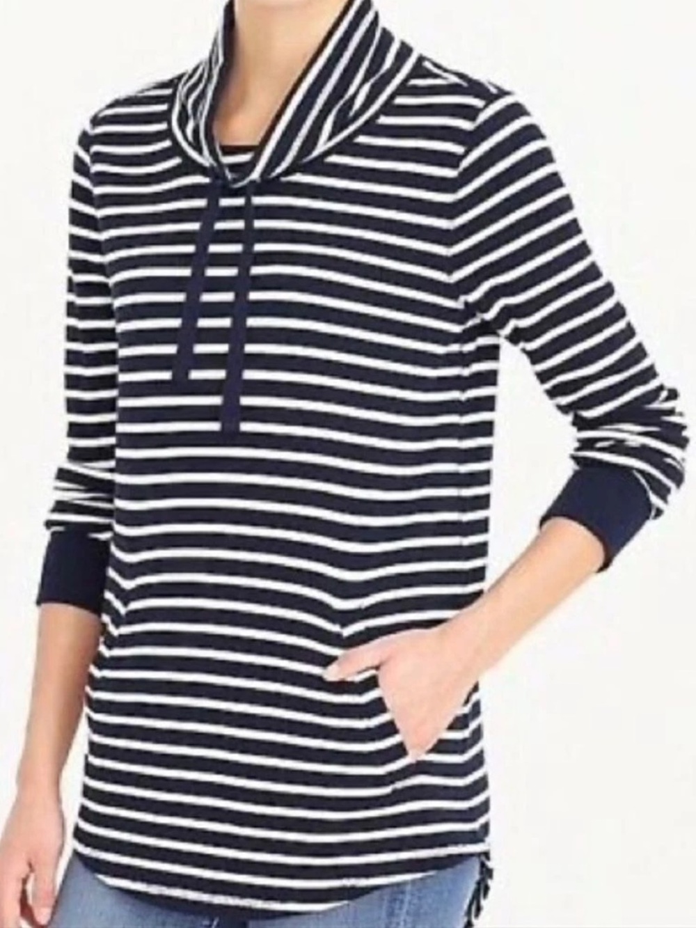 J. Crew Funnel-neck Navy & White Striped Sweater
